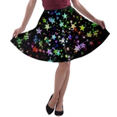 Christmas-star-gloss-lights-light A-line Skater Skirt by Jancukart