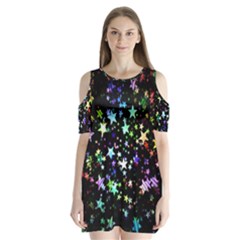 Christmas-star-gloss-lights-light Shoulder Cutout Velvet One Piece