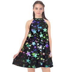 Christmas-star-gloss-lights-light Halter Neckline Chiffon Dress  by Jancukart