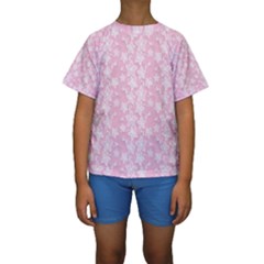 Pink-floral-background Kids  Short Sleeve Swimwear