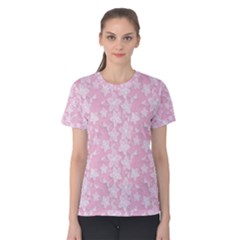 Pink-floral-background Women s Cotton Tee