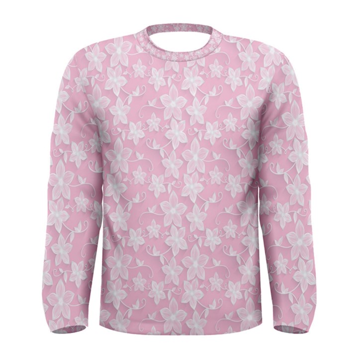 Pink-floral-background Men s Long Sleeve Tee