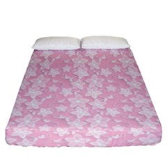 Pink-floral-background Fitted Sheet (california King Size) by Jancukart