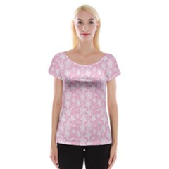 Pink-floral-background Cap Sleeve Top