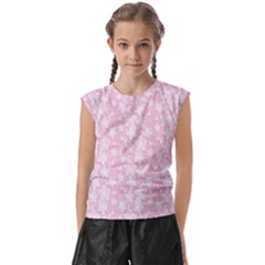 Pink-floral-background Kids  Raglan Cap Sleeve Tee