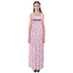 Pink-floral-background Empire Waist Maxi Dress