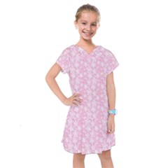 Pink-floral-background Kids  Drop Waist Dress