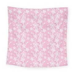 Pink-floral-background Square Tapestry (large)