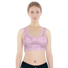 Pink-floral-background Sports Bra With Pocket