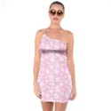 Pink-floral-background One Soulder Bodycon Dress View1