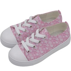 Pink-floral-background Kids  Low Top Canvas Sneakers