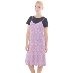 Pink-floral-background Camis Fishtail Dress