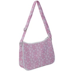 Pink-floral-background Zip Up Shoulder Bag