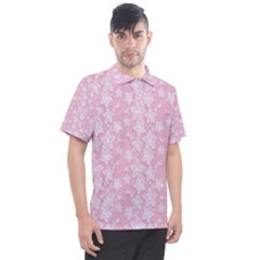 Pink-floral-background Men s Polo Tee