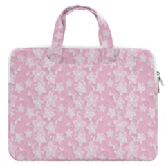 Pink-floral-background Macbook Pro13  Double Pocket Laptop Bag by Jancukart