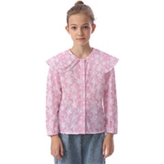 Pink-floral-background Kids  Peter Pan Collar Blouse by Jancukart