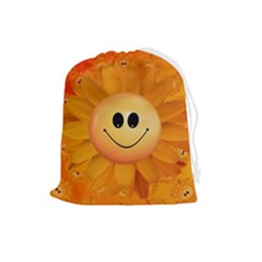 Sun-sunflower-joy-smile-summer Drawstring Pouch (large) by Jancukart