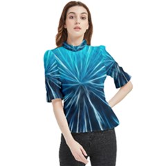 Background-structure-lines Frill Neck Blouse