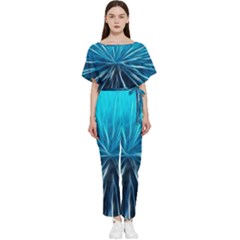 Background-structure-lines Batwing Lightweight Chiffon Jumpsuit