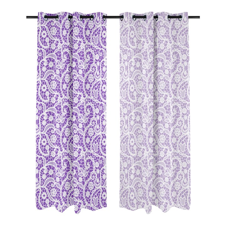 White lace with flowers Window Curtain (Medium 84 )