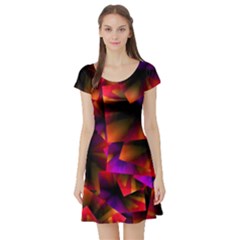 Squares Motif Geometric Pattern Short Sleeve Skater Dress by dflcprintsclothing