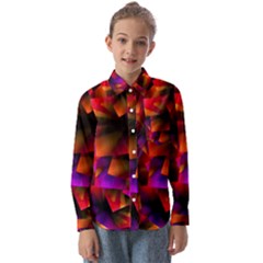 Squares Motif Geometric Pattern Kids  Long Sleeve Shirt