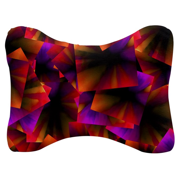 Squares Motif Geometric Pattern Velour Seat Head Rest Cushion