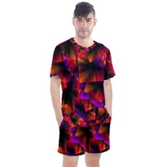 Squares Motif Geometric Pattern Men s Mesh Tee And Shorts Set