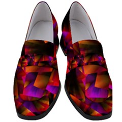 Squares Motif Geometric Pattern Women s Chunky Heel Loafers by dflcprintsclothing