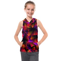 Squares Motif Geometric Pattern Kids  Sleeveless Hoodie by dflcprintsclothing