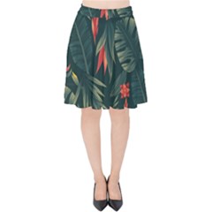 Tropical Flowers Velvet High Waist Skirt by HWDesign