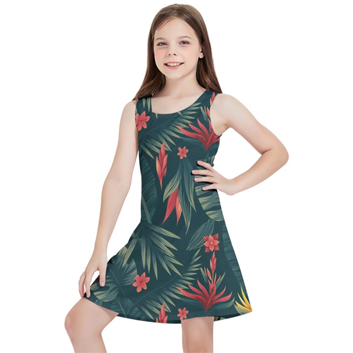 Tropical Flowers Kids  Lightweight Sleeveless Dress