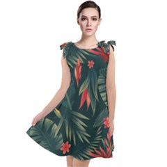 Tropical Flowers Tie Up Tunic Dress by HWDesign