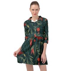 Tropical Flowers Mini Skater Shirt Dress by HWDesign