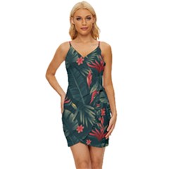 Tropical Flowers Wrap Tie Front Dress by HWDesign