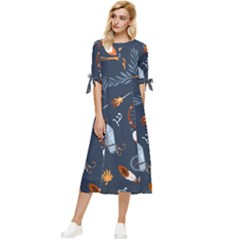 Bohemian Look  Bow Sleeve Chiffon Midi Dress by HWDesign