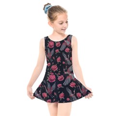 Cranes N Roses Kids  Skater Dress Swimsuit by HWDesign