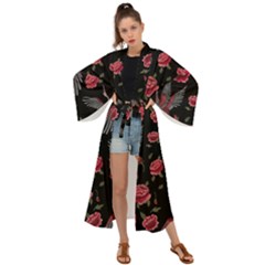 Cranes N Roses Maxi Kimono by HWDesign