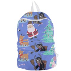 Blue Krampus Christmas Foldable Lightweight Backpack by NerdySparkleGoth