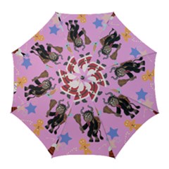 Pink Krampus Christmas Golf Umbrellas by NerdySparkleGoth