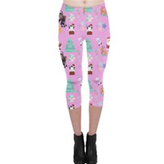 Pink Krampus Christmas Capri Leggings 