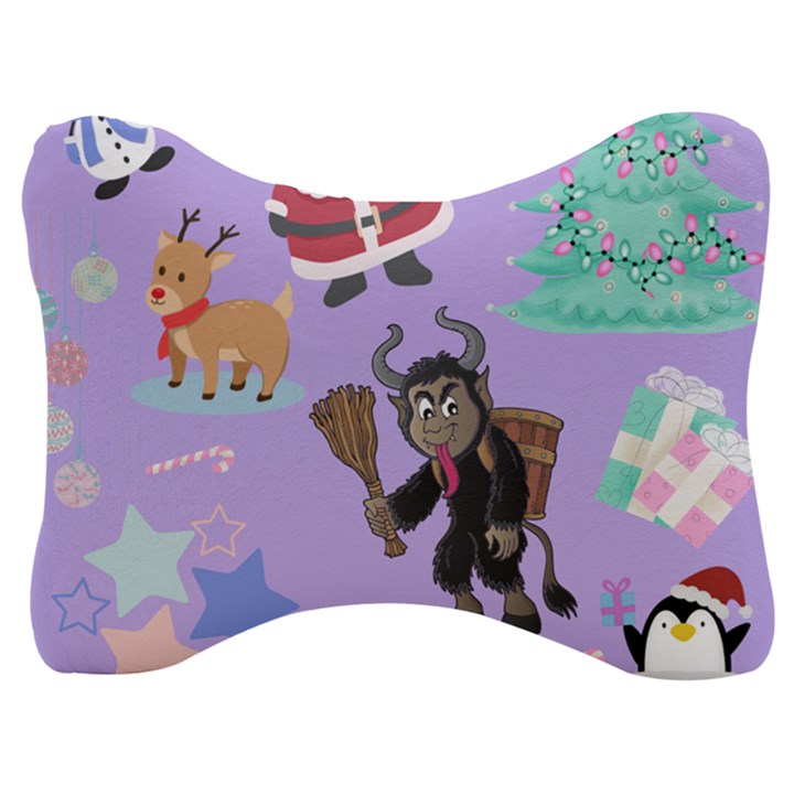 Purple Krampus Christmas Velour Seat Head Rest Cushion