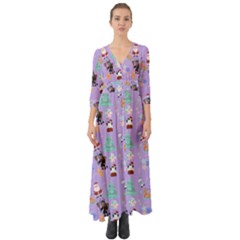 Purple Krampus Christmas Button Up Boho Maxi Dress