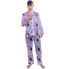 Purple Krampus Christmas Men s Long Sleeve Satin Pajamas Set