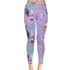 Purple Krampus Christmas Inside Out Leggings by NerdySparkleGoth