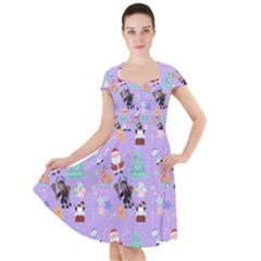 Purple Krampus Christmas Cap Sleeve Midi Dress