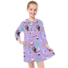 Purple Krampus Christmas Kids  Quarter Sleeve Shirt Dress