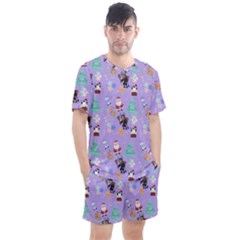 Purple Krampus Christmas Men s Mesh Tee And Shorts Set