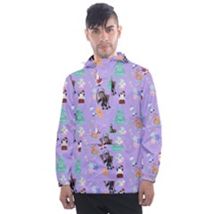 Purple Krampus Christmas Men s Front Pocket Pullover Windbreaker