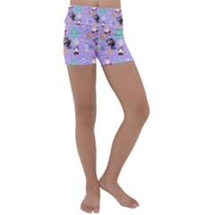 Purple Krampus Christmas Kids  Lightweight Velour Yoga Shorts